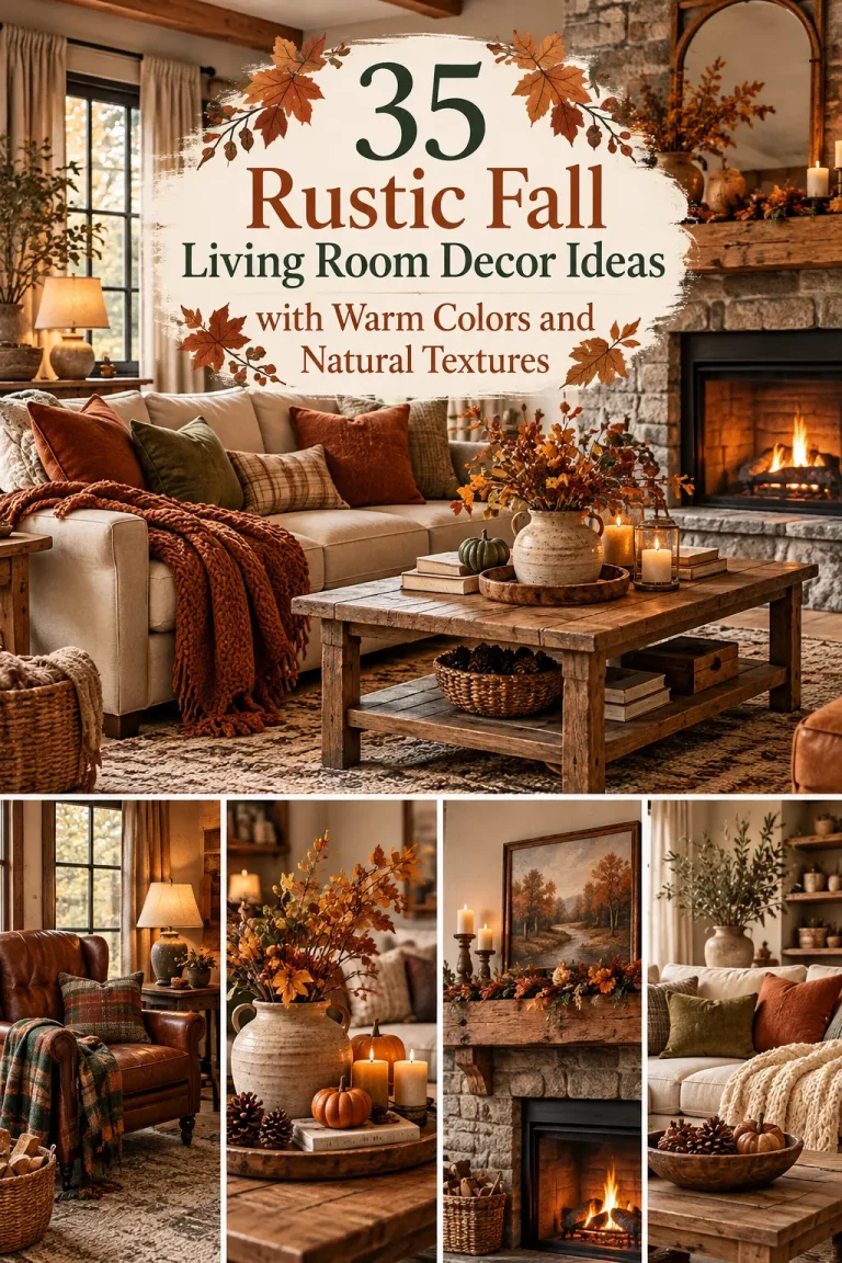 35 Rustic Fall Living Room Decor Ideas with Warm Colors and Natural Textures